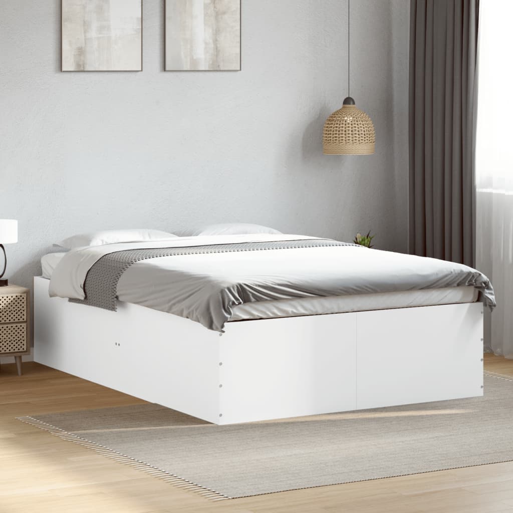 Bedframe LED massief hout wit 120x200 cm – afbeelding 1