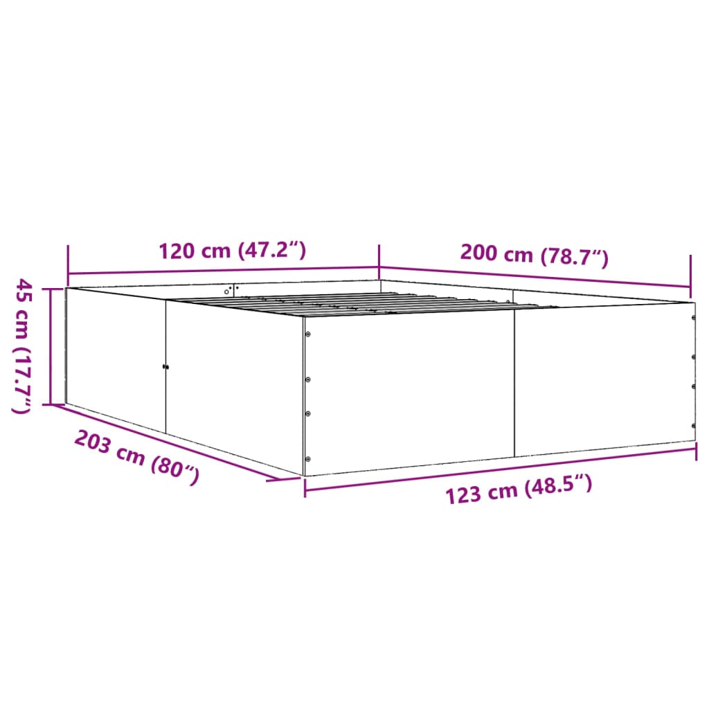 Bedframe LED massief hout wit 120x200 cm – afbeelding 10
