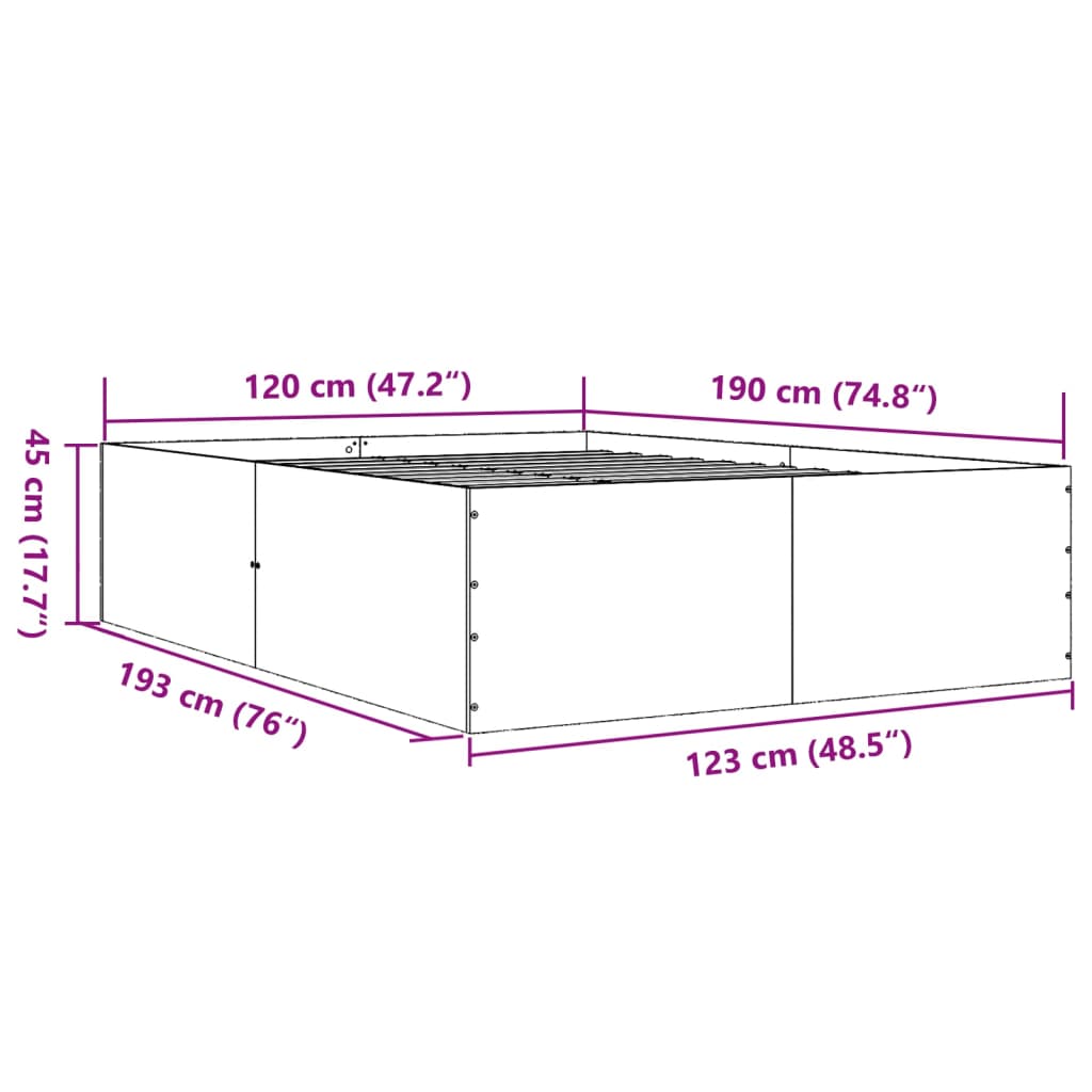 Bedframe bewerkt hout wit 120x190 cm – afbeelding 10