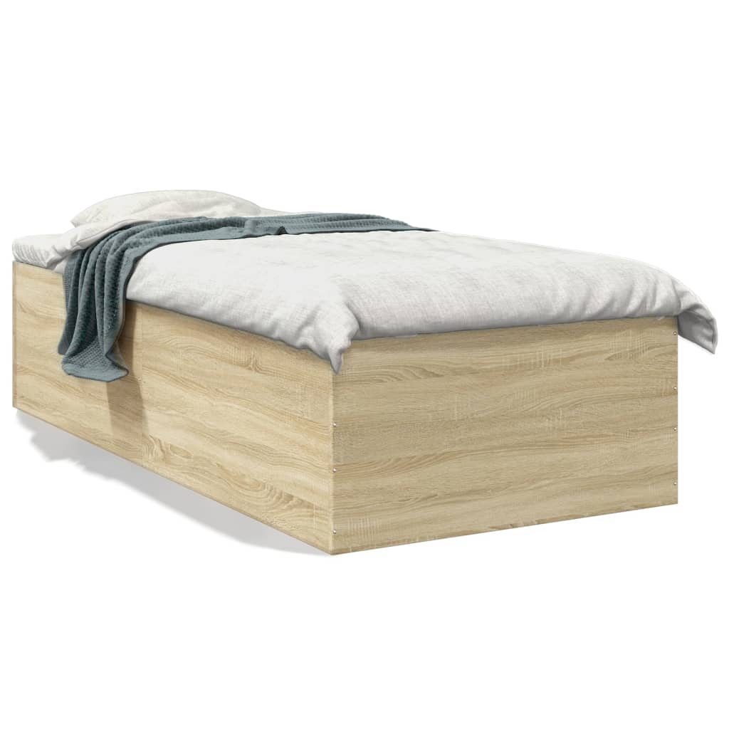Bedframe bewerkt hout sonoma eikenkleurig 90x200 cm – afbeelding 2