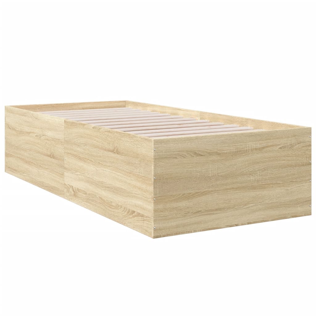 Bedframe bewerkt hout sonoma eikenkleurig 90x200 cm – afbeelding 3