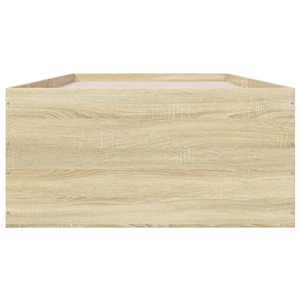 Bedframe bewerkt hout sonoma eikenkleurig 90x200 cm – afbeelding 4
