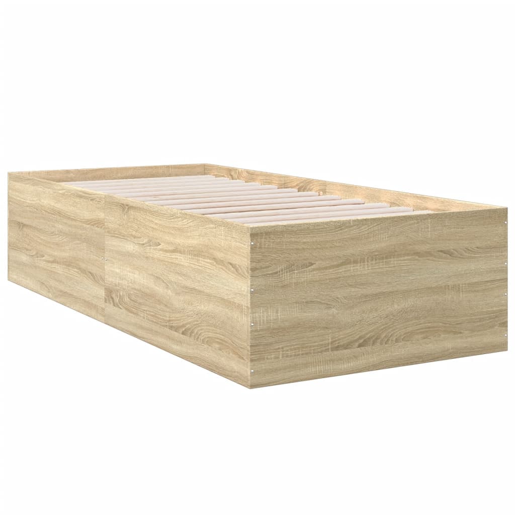 Bedframe bewerkt hout sonoma eikenkleurig 90x200 cm – afbeelding 6