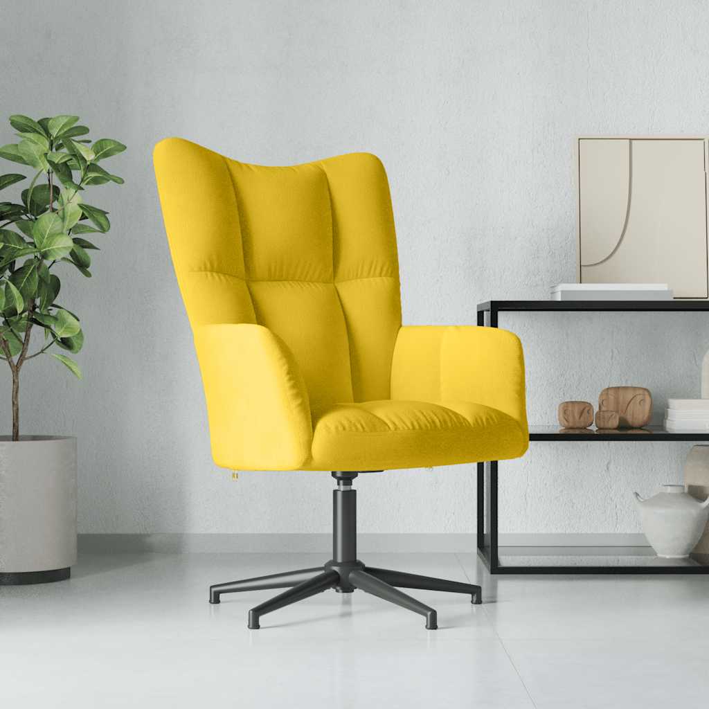 Relaxstoel fluweel mosterdgeel