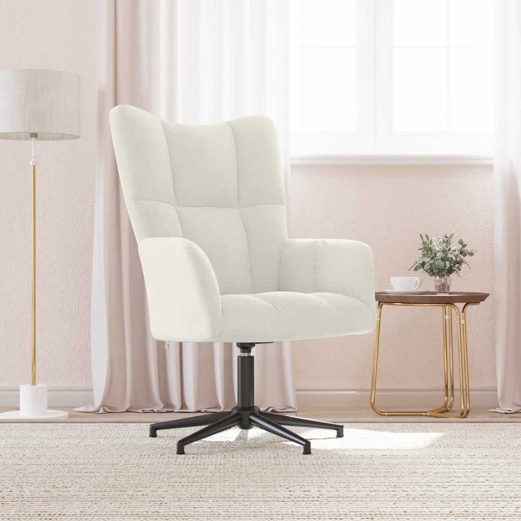 Relaxstoel fluweel crèmewit