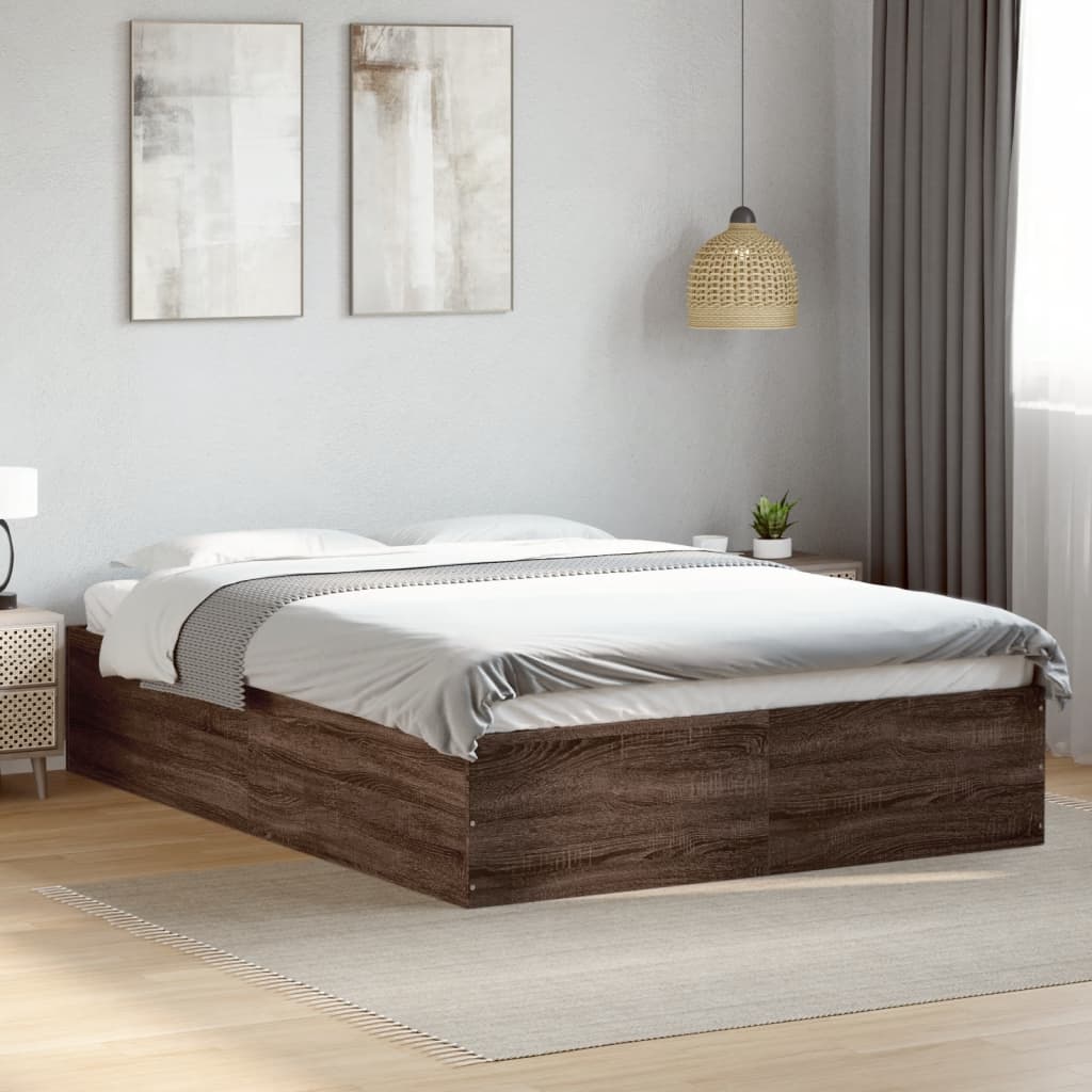 Bedframe bewerkt hout bruin eikenkleur 120x190 cm