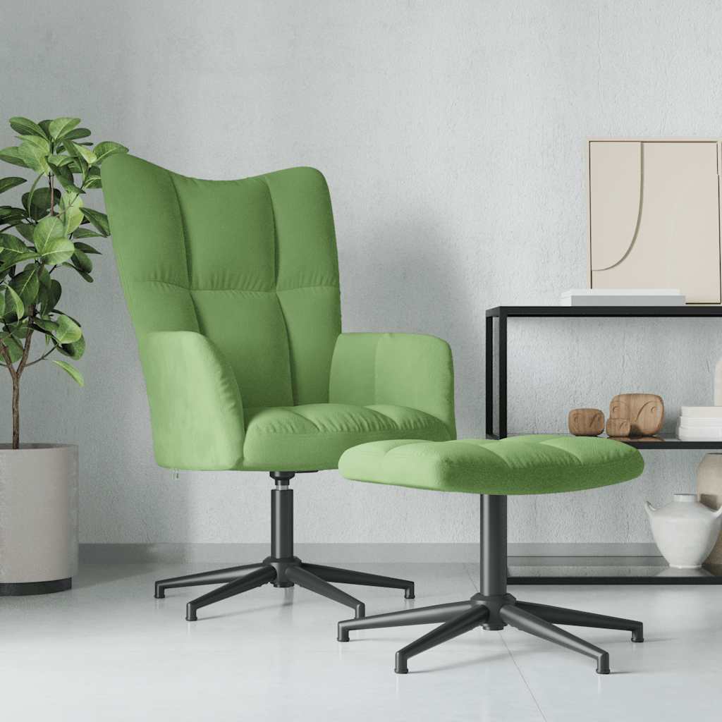 Relaxstoel met voetenbank fluweel lichtgroen