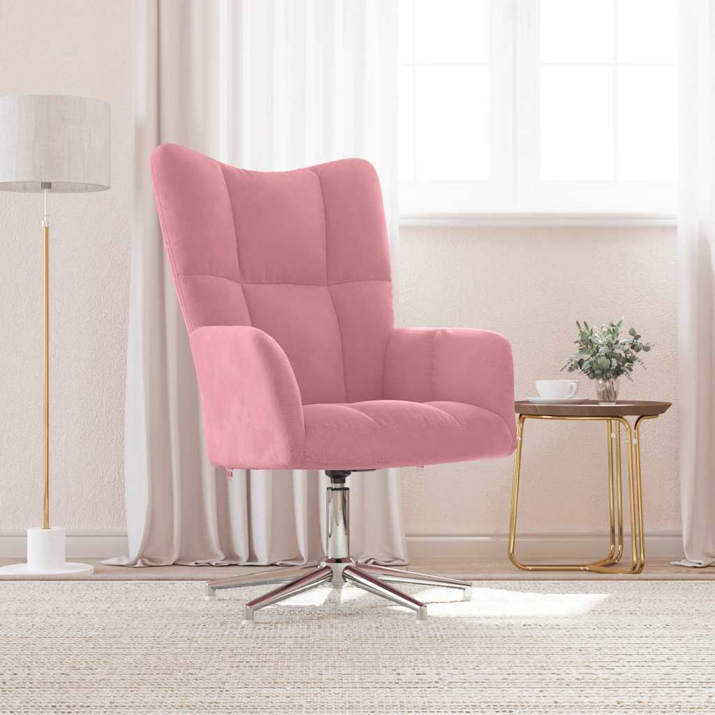 Relaxstoel fluweel roze