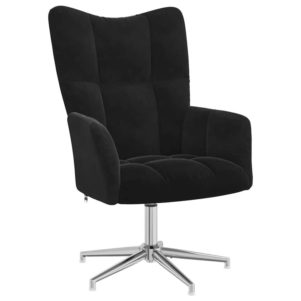 Relaxstoel fluweel zwart – afbeelding 2