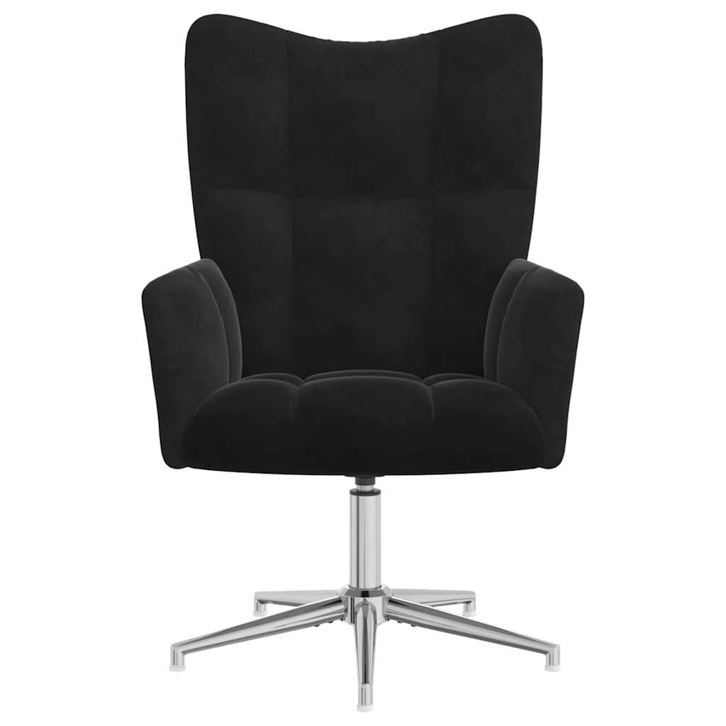 Relaxstoel fluweel zwart – afbeelding 3