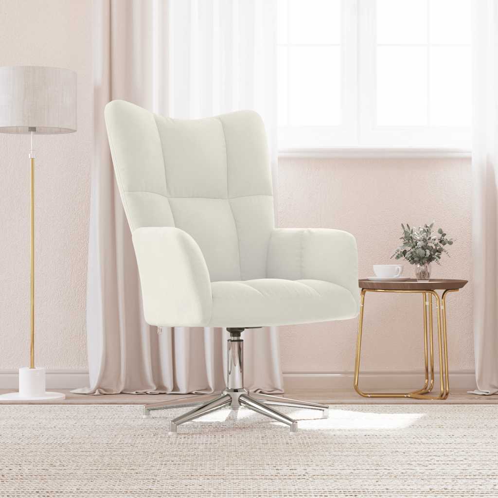 Relaxstoel fluweel crèmewit