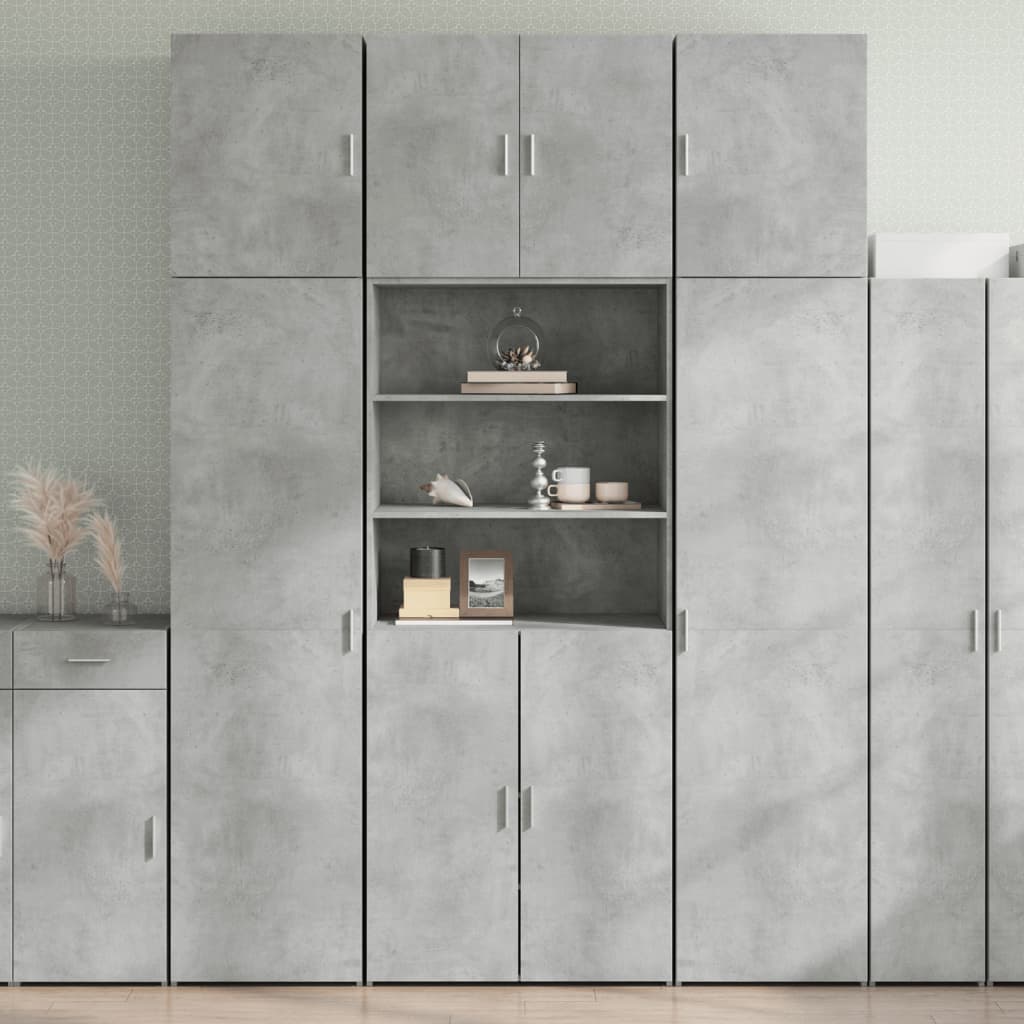 Hoge kast 80x42,5x249 cm bewerkt hout betongrijs
