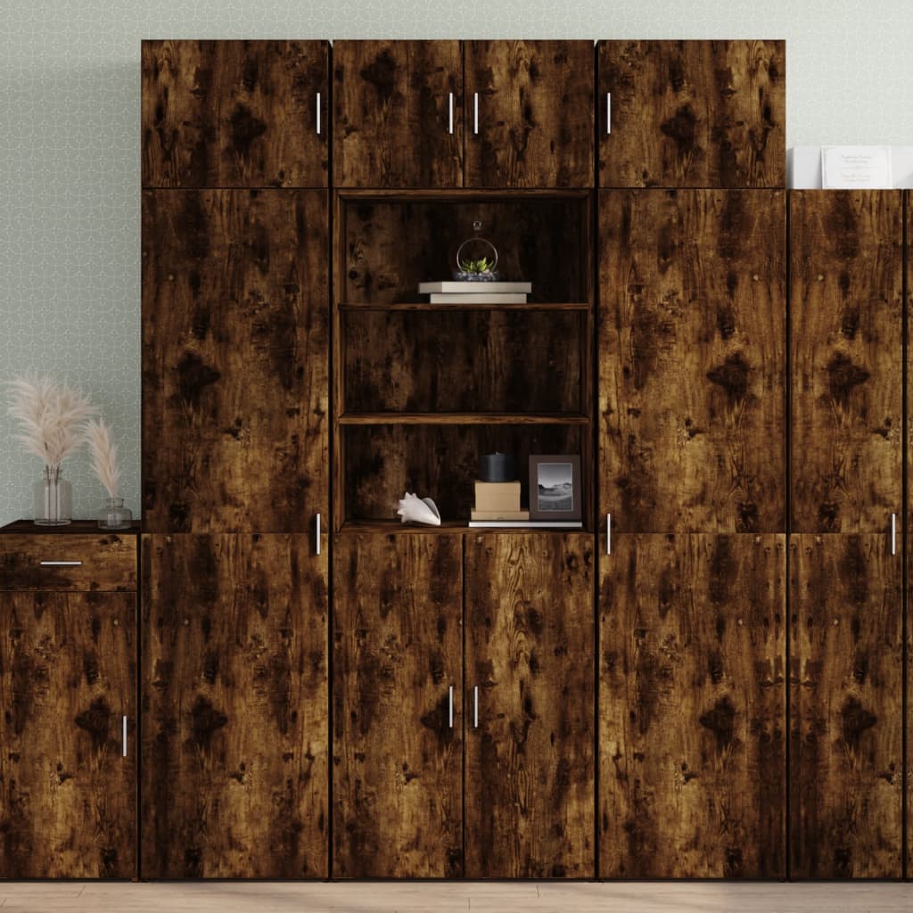 Hoge kast 70x42,5x185 cm bewerkt hout gerookt eikenkleurig