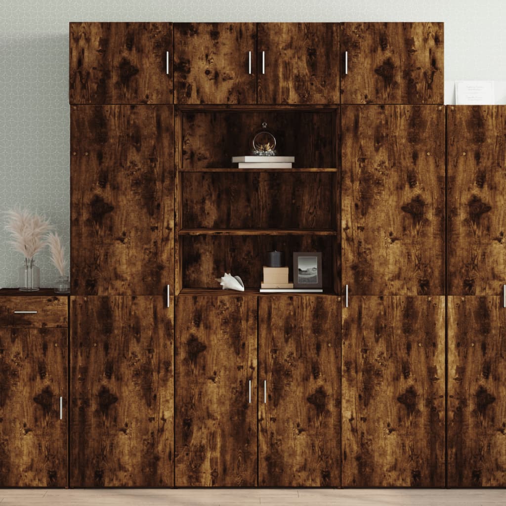 Hoge kast 80x42,5x185 cm bewerkt hout gerookt eikenkleurig – afbeelding 1