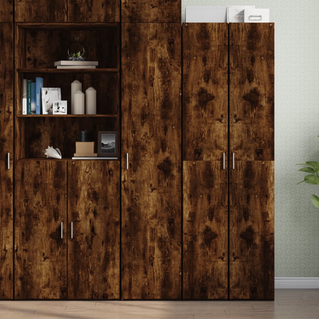 Hoge kast 40x42,5x185 cm bewerkt hout gerookt eikenkleurig
