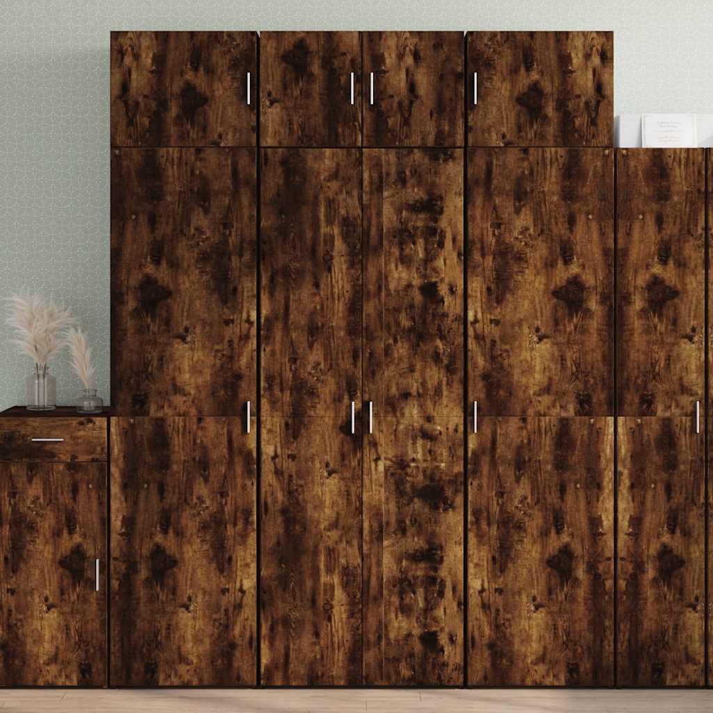 Hoge kast 70x42,5x185 cm bewerkt hout gerookt eikenkleurig
