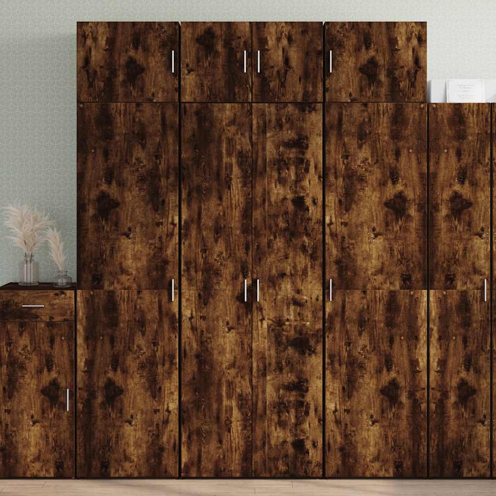 Hoge kast 70x42,5x185 cm bewerkt hout gerookt eikenkleurig – afbeelding 1