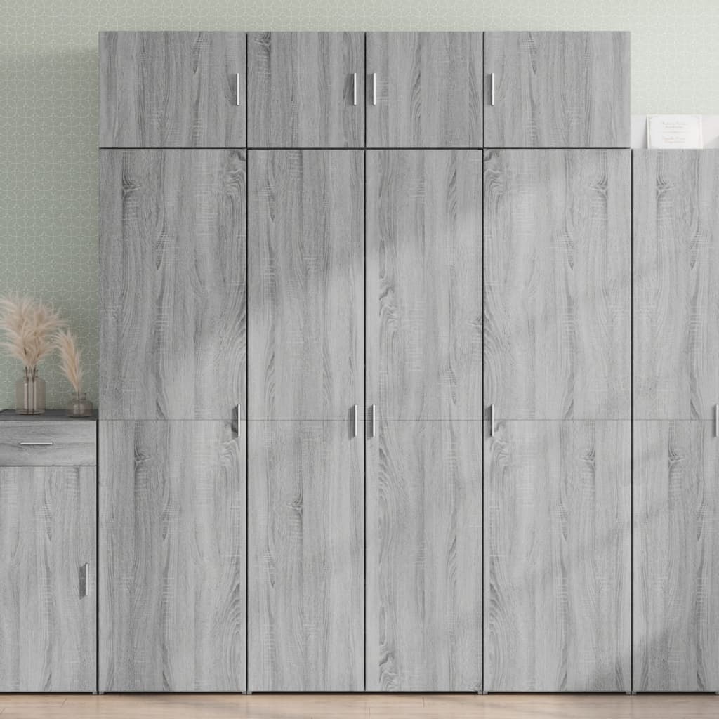 Hoge kast 80x42,5x185 cm bewerkt hout grijs sonoma eikenkleurig – afbeelding 1