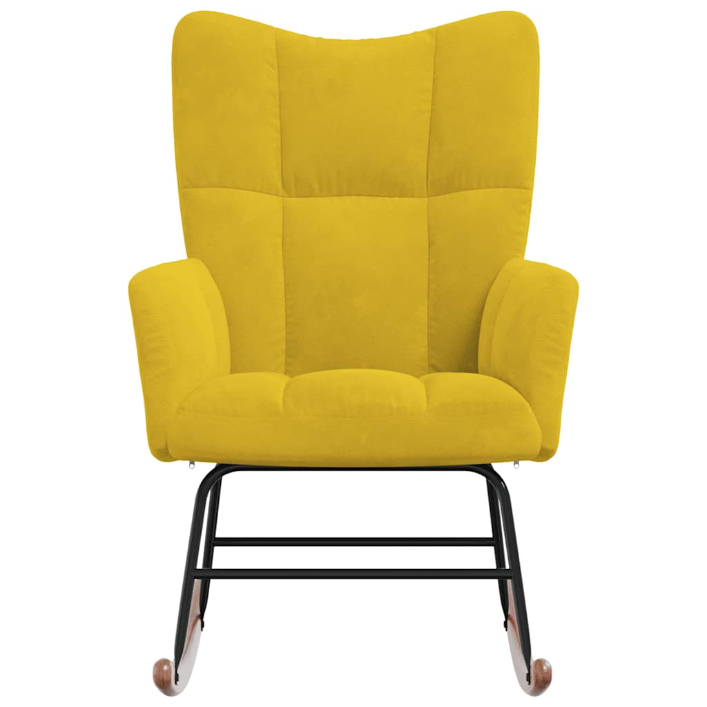 Schommelstoel fluweel mosterdgeel – afbeelding 4