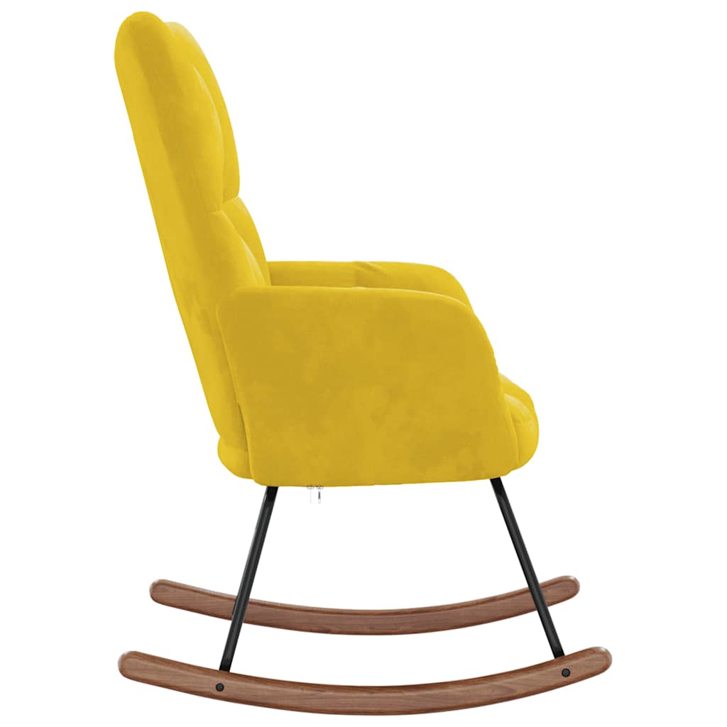 Schommelstoel fluweel mosterdgeel – afbeelding 5