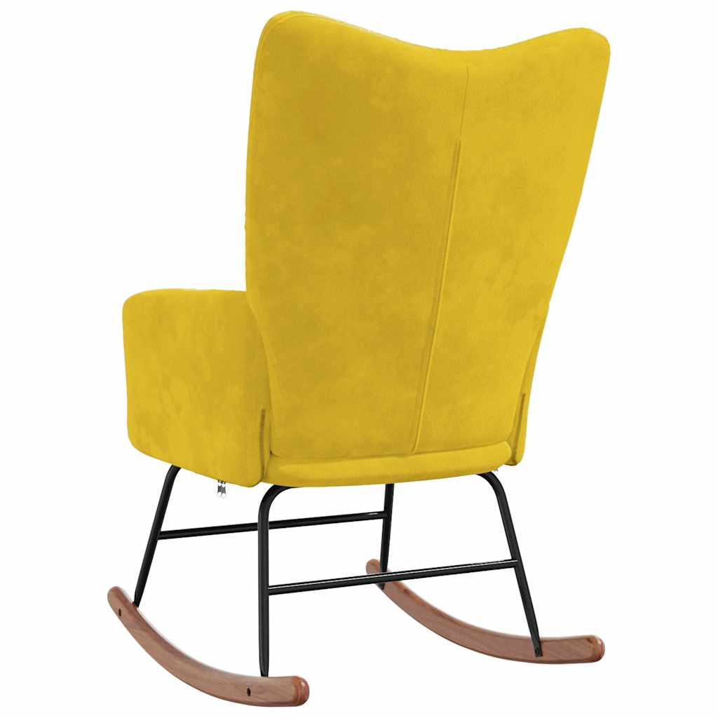 Schommelstoel fluweel mosterdgeel – afbeelding 6