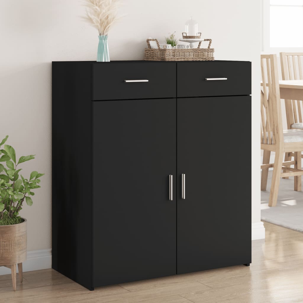 Dressoir 80x42,5x93 cm bewerkt hout zwart