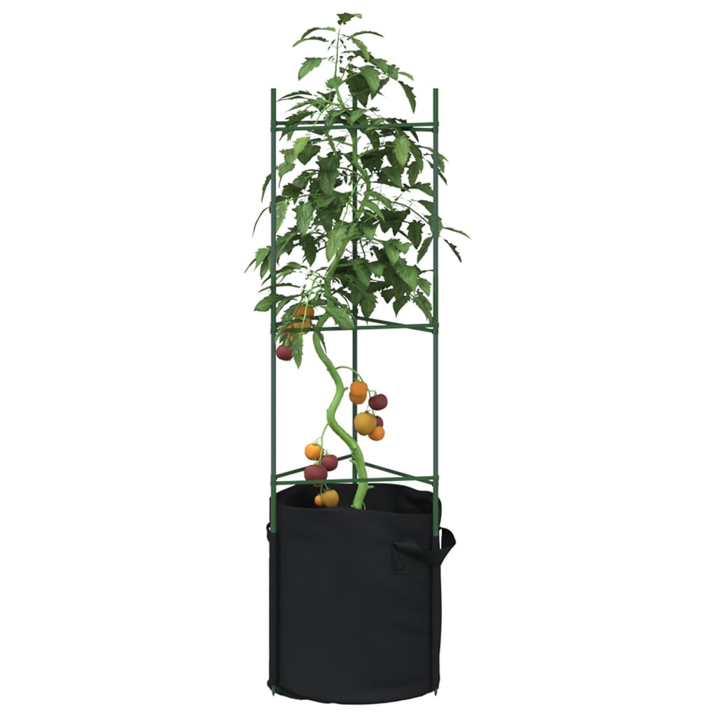 Tomatenkooien met plantenzak 4 st 116 cm staal en polypropeen – afbeelding 1