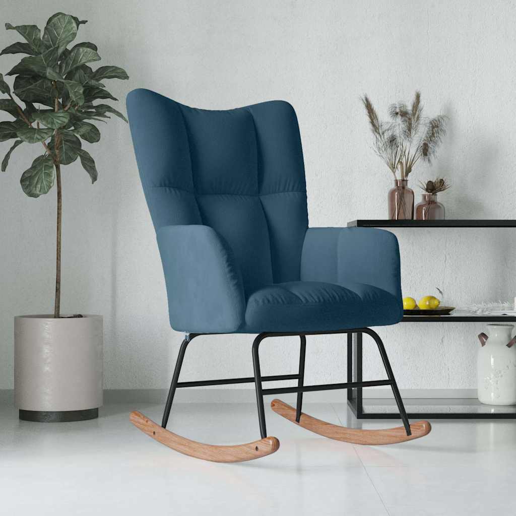 Schommelstoel fluweel blauw