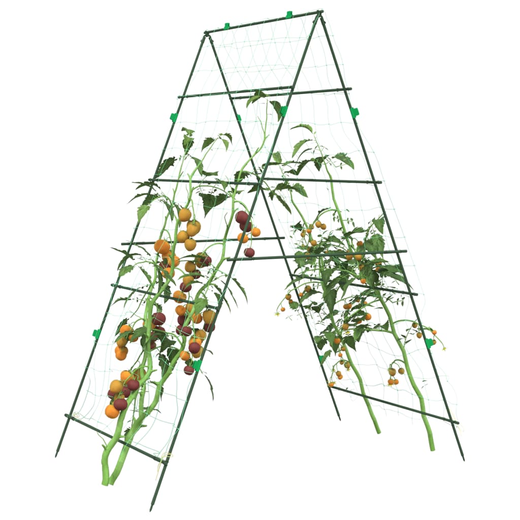 Plantenklimrekken 3 st A-frame staal – afbeelding 1