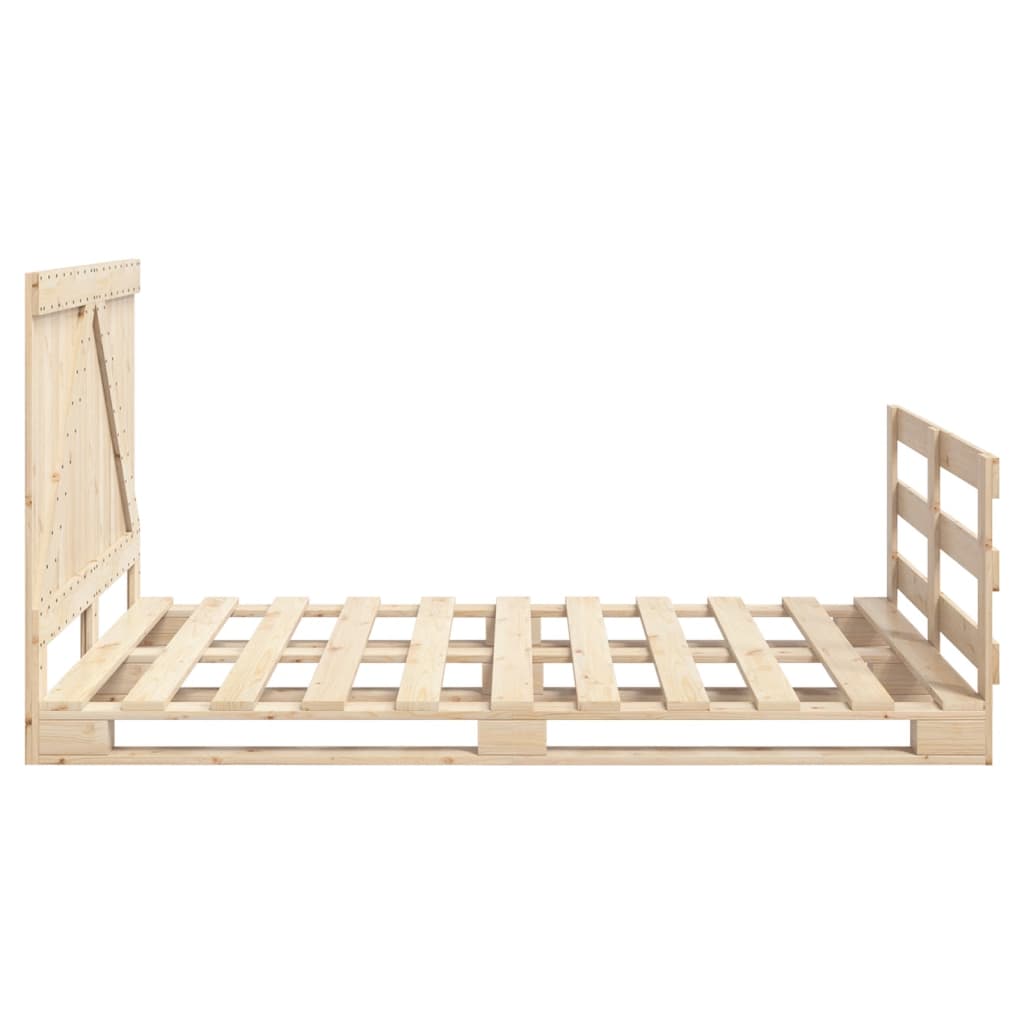Bedframe met hoofdbord massief grenenhout wit 140x200 cm – afbeelding 8