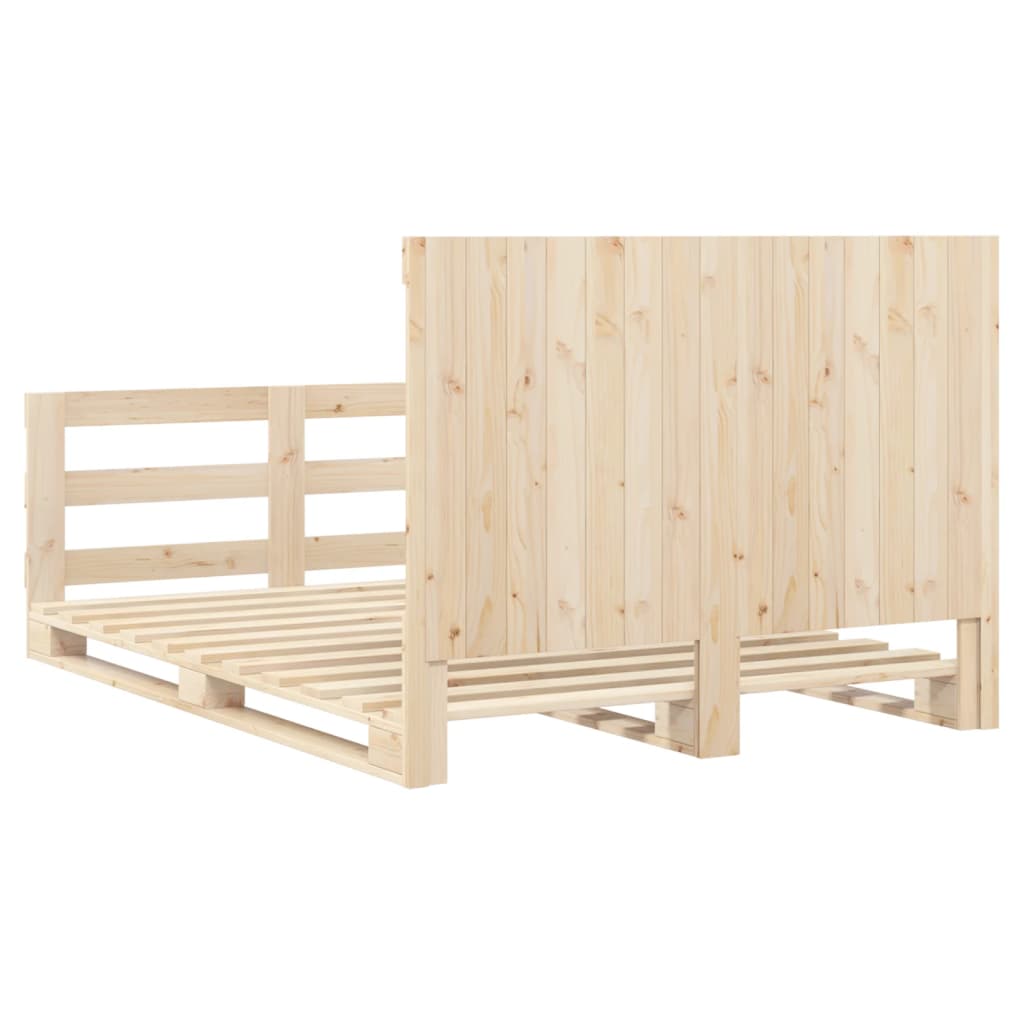 Bedframe met hoofdbord massief grenenhout wit 140x200 cm – afbeelding 9