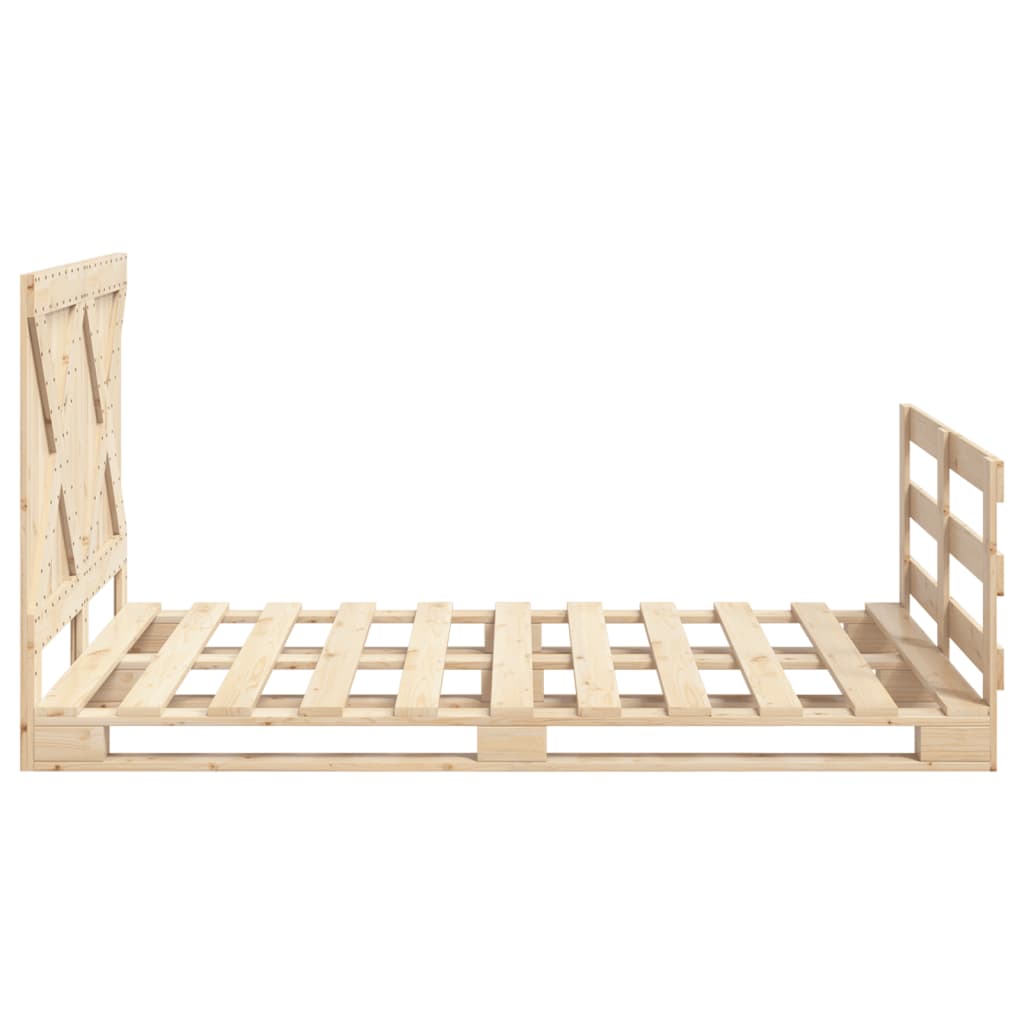 Bedframe met hoofdbord massief grenenhout wit 140x200 cm – afbeelding 8