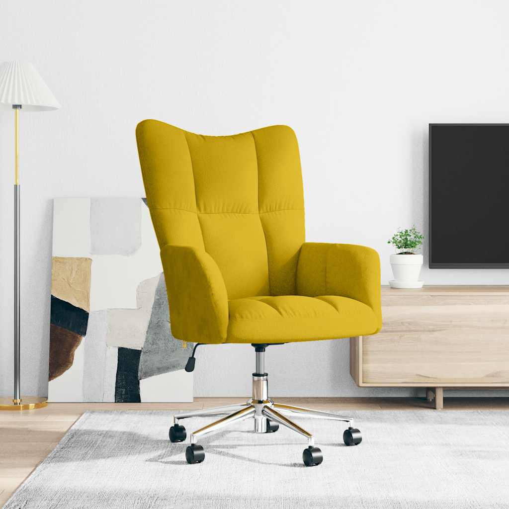 Relaxstoel fluweel mosterdgeel