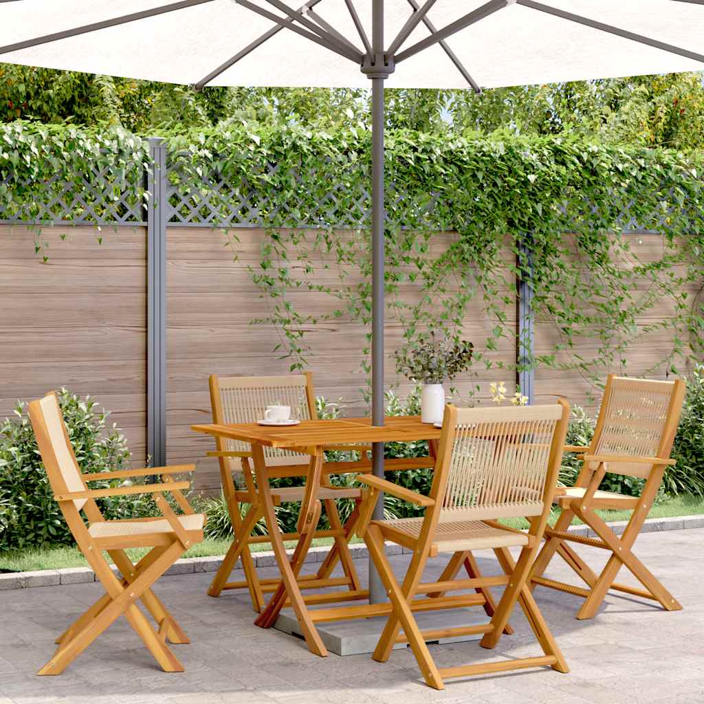 5-delige Tuinset polypropeen en massief hout beige – afbeelding 1