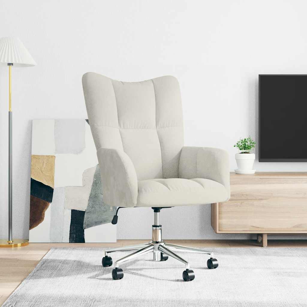Relaxstoel fluweel crèmewit