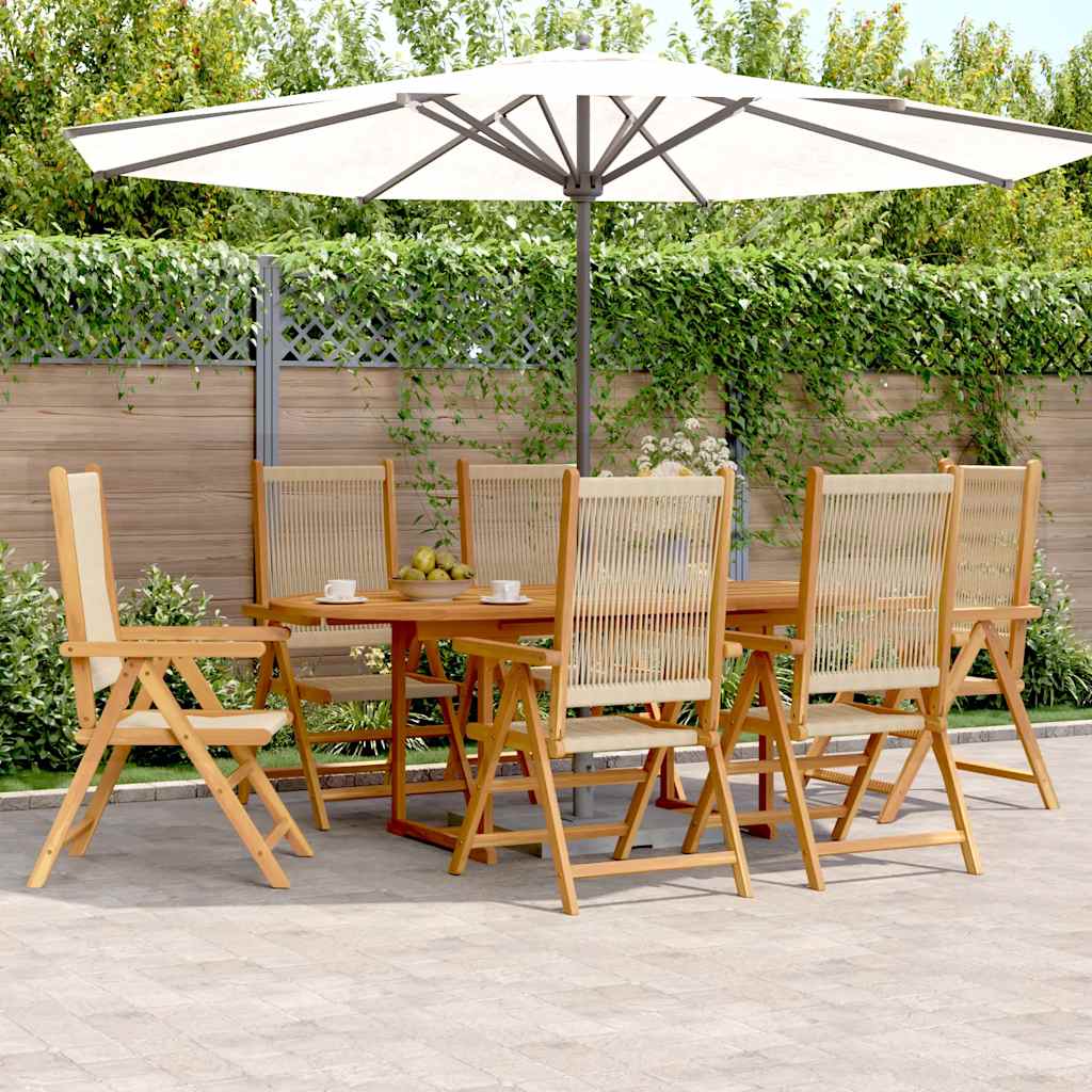 7-delige Tuinset polypropeen en massief hout beige