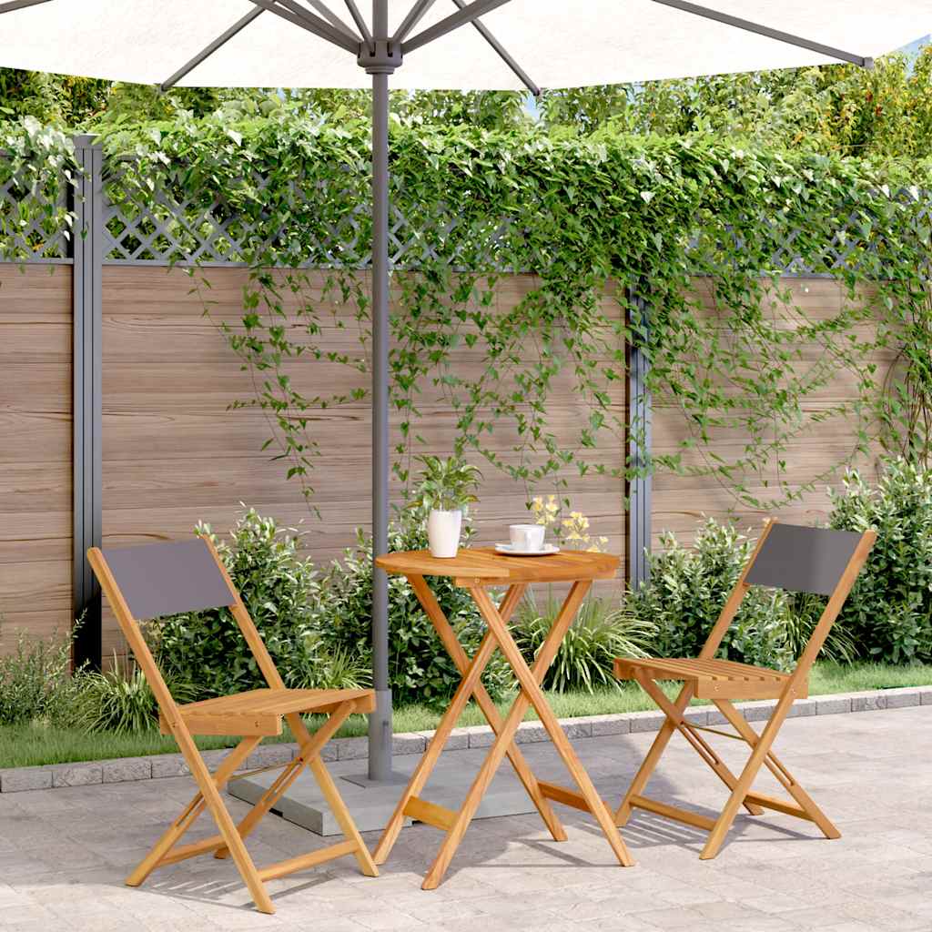3-delige Bistroset stof en massief hout antracietkleurig – afbeelding 1