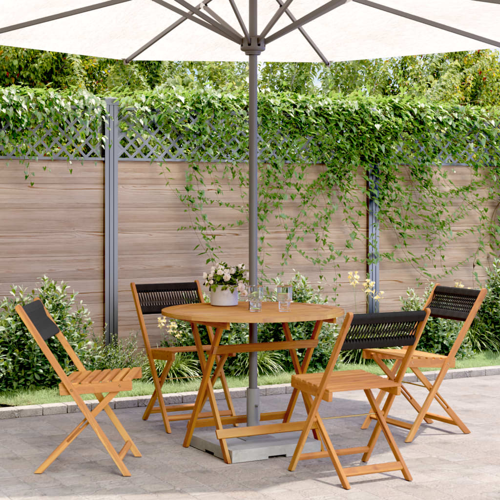 5-delige Tuinset polypropeen en massief hout zwart – afbeelding 1