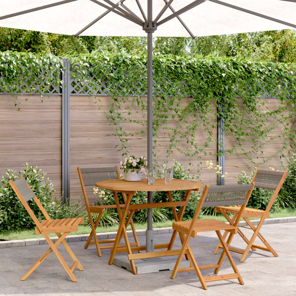 5-delige Tuinset polypropeen en massief hout grijs – afbeelding 1