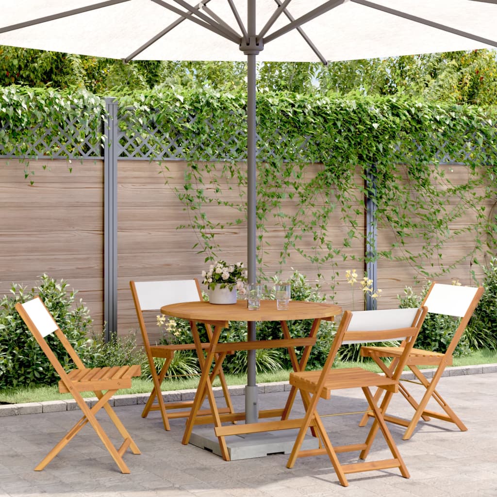 5-delige Tuinset massief hout en stof crèmewit – afbeelding 1