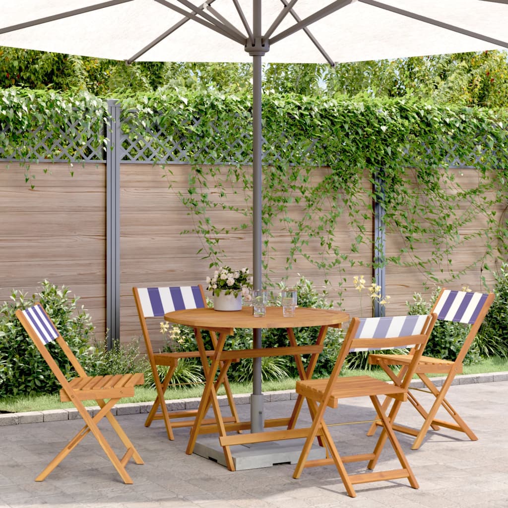 5-delige Tuinset massief hout en stof blauw en wit – afbeelding 1