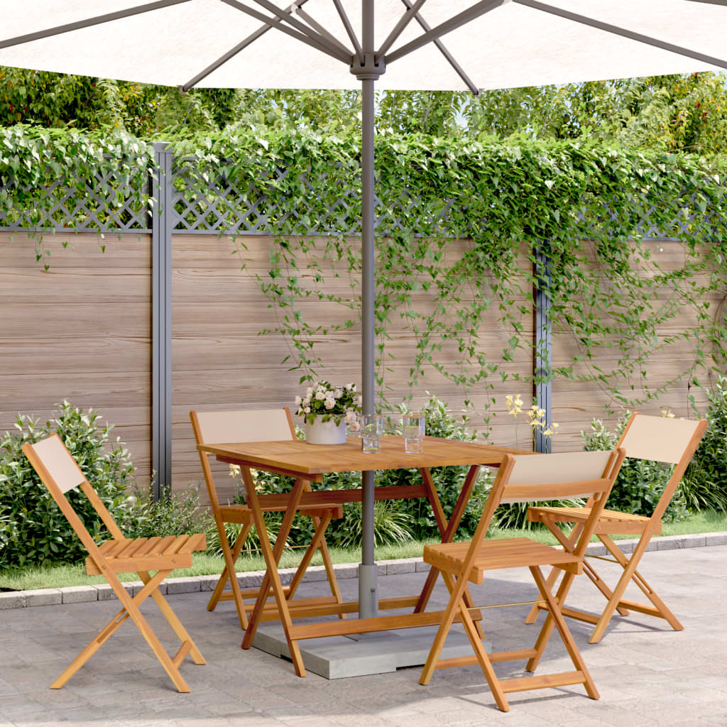 5-delige Tuinset massief hout en stof beige