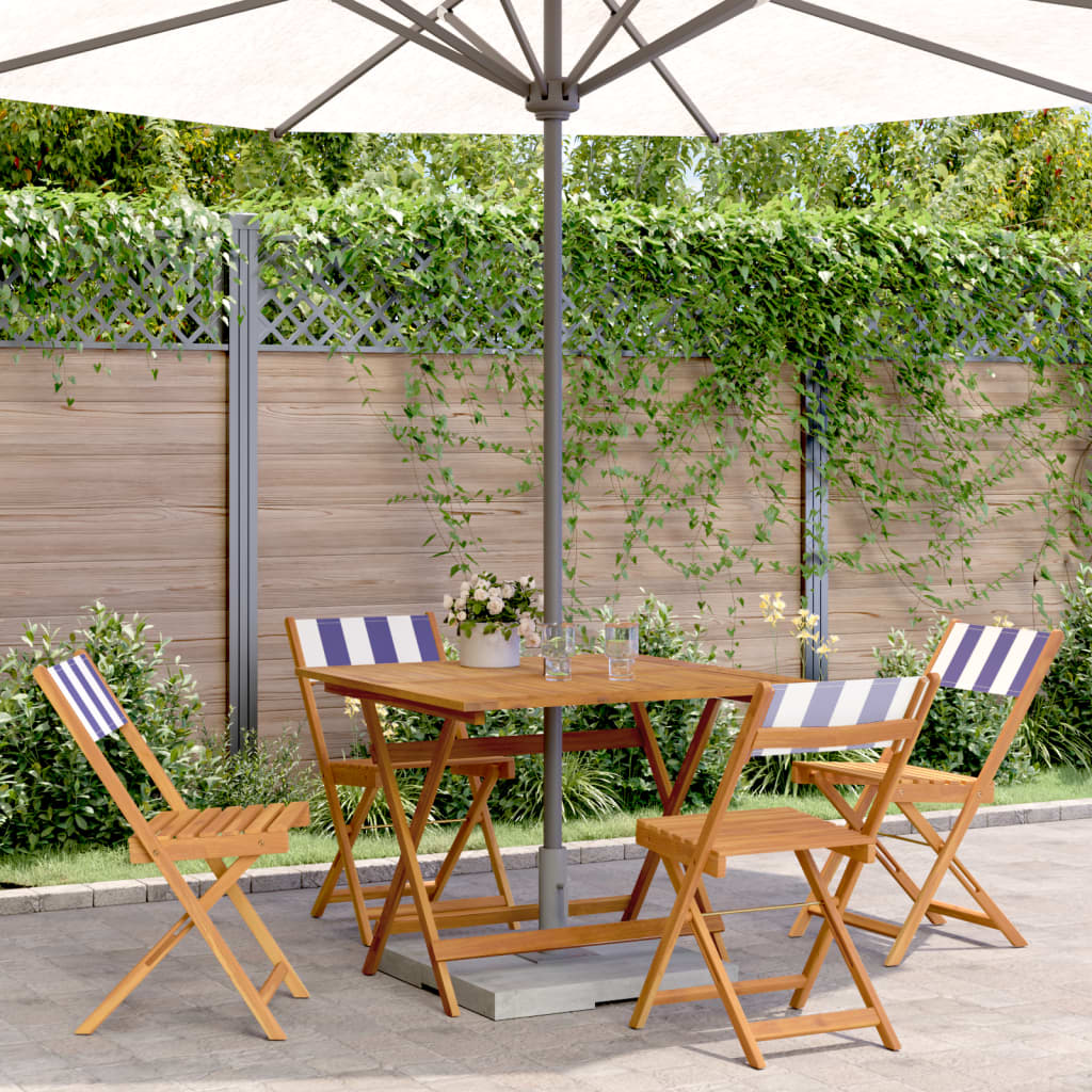 5-delige Tuinset massief hout en stof blauw en wit