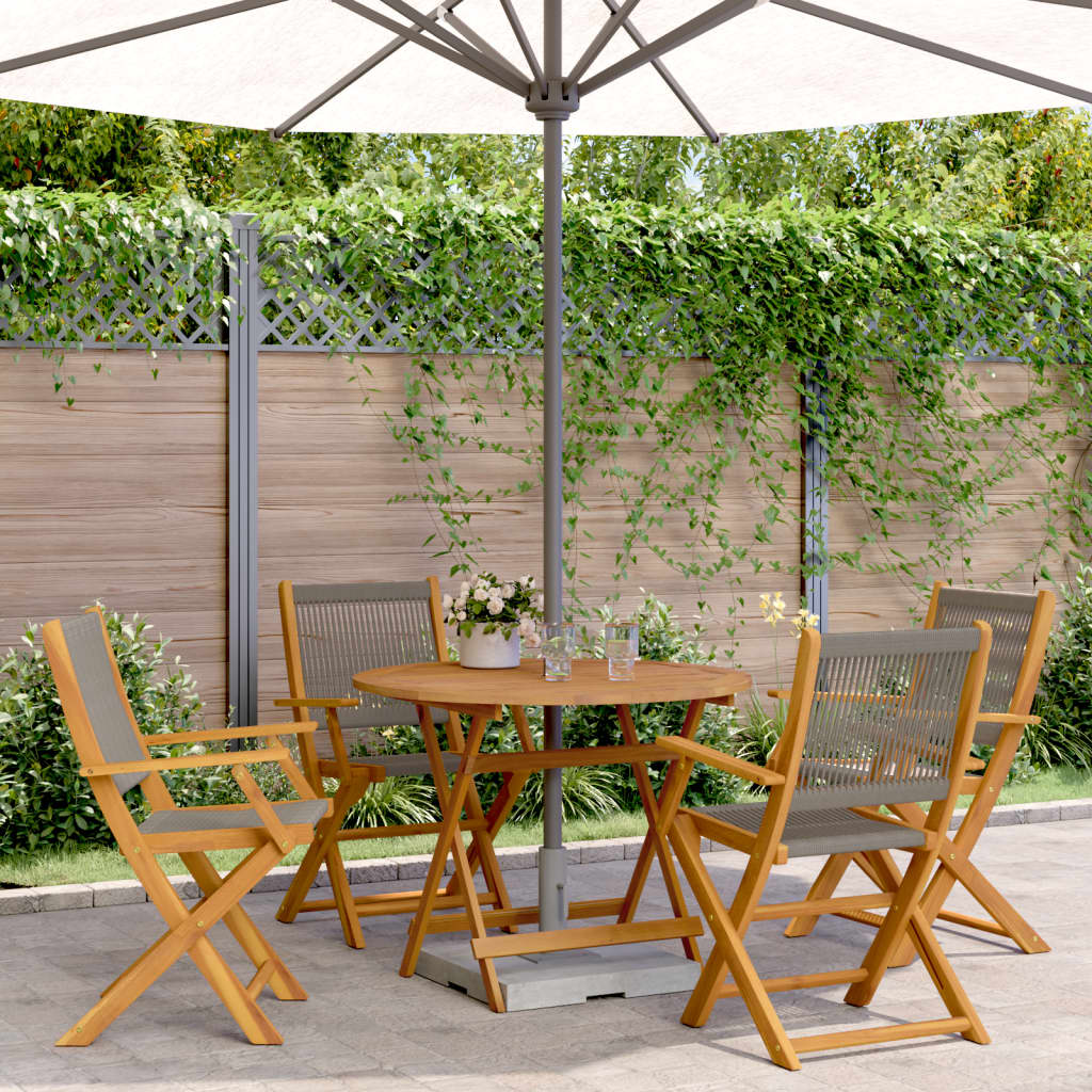 5-delige Tuinset polypropeen en massief hout grijs – afbeelding 1