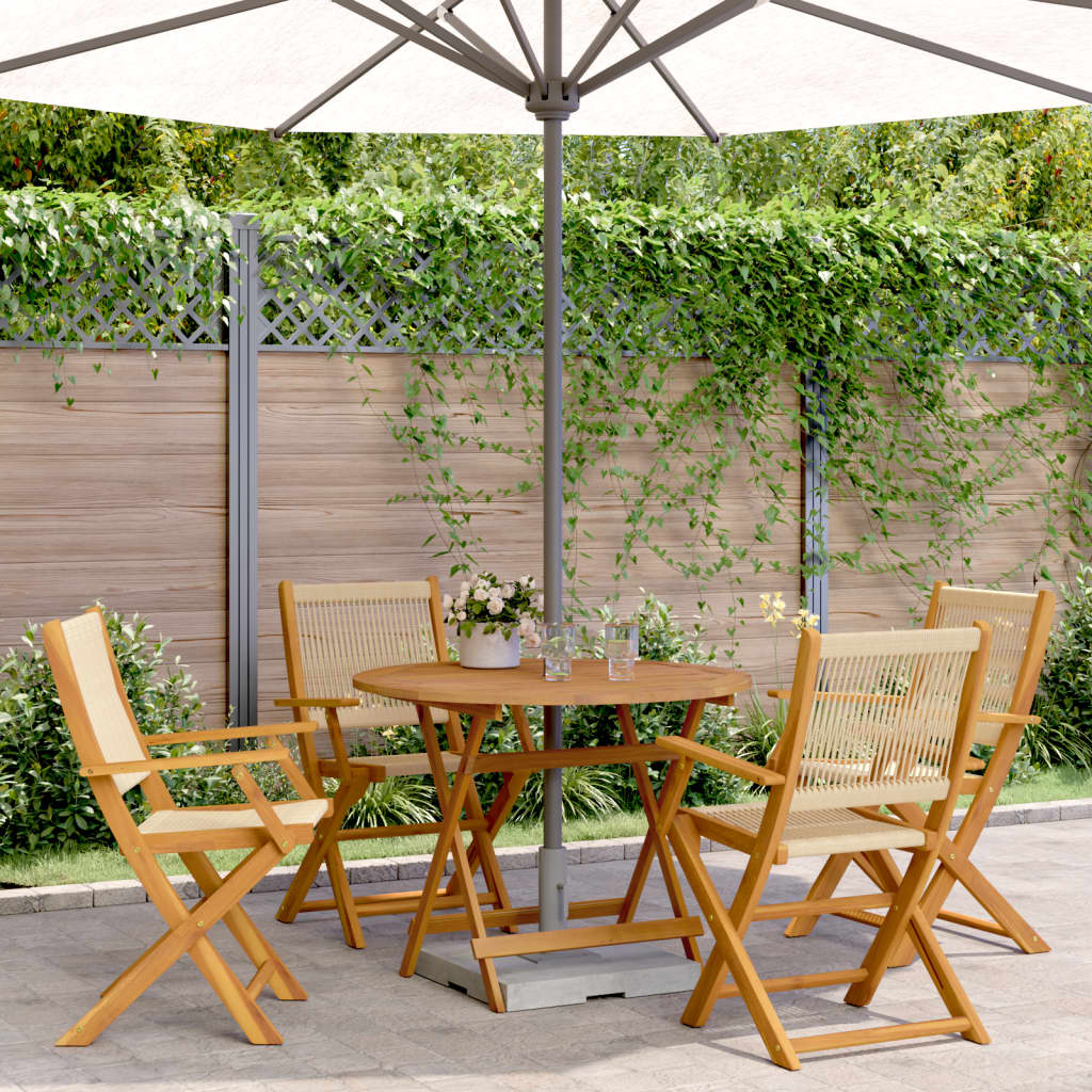 5-delige Tuinset polypropeen en massief hout beige – afbeelding 1