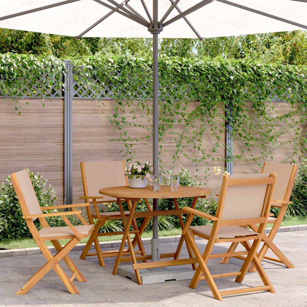 5-delige Tuinset massief hout en stof taupe – afbeelding 1