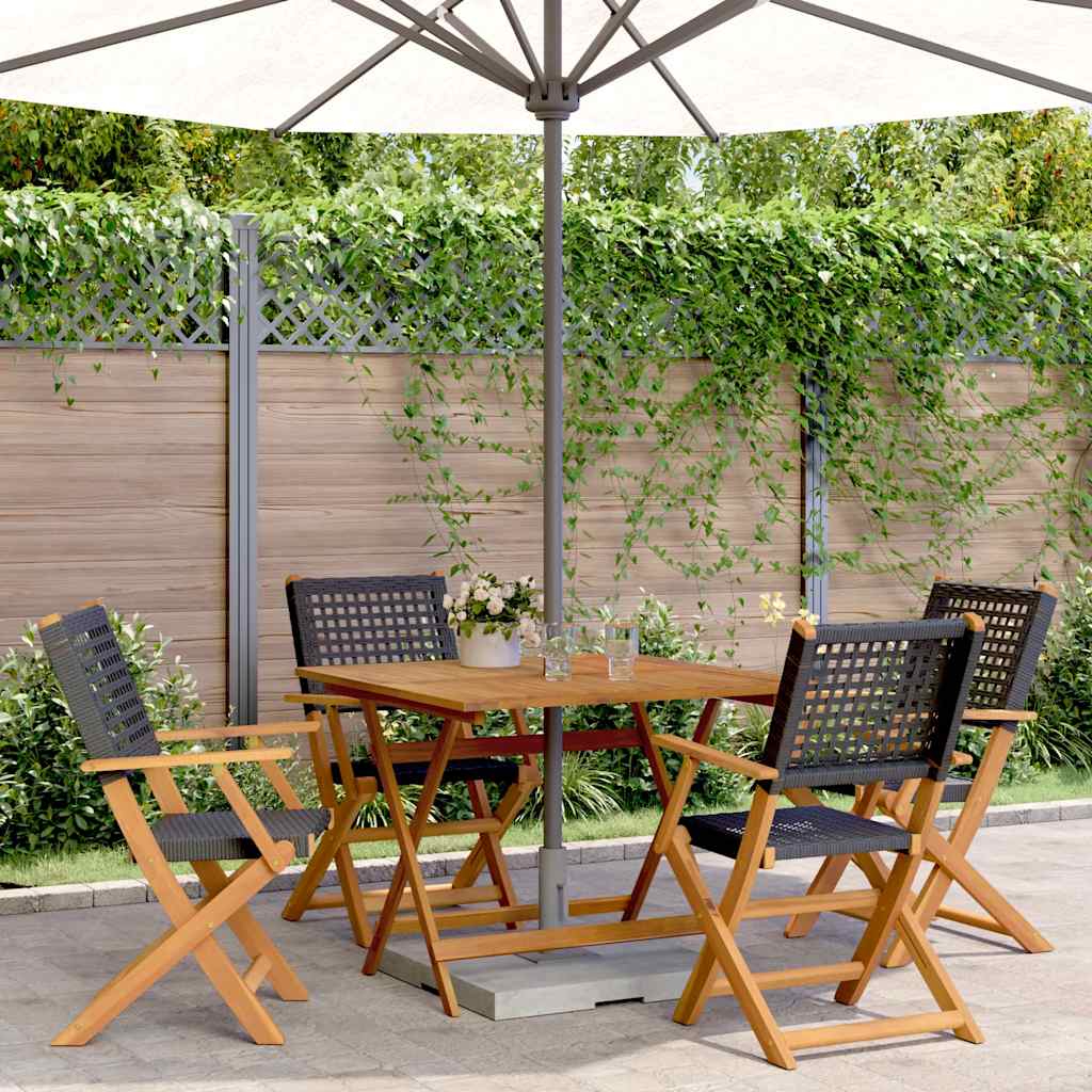 5-delige Tuinset poly rattan en massief hout zwart – afbeelding 1
