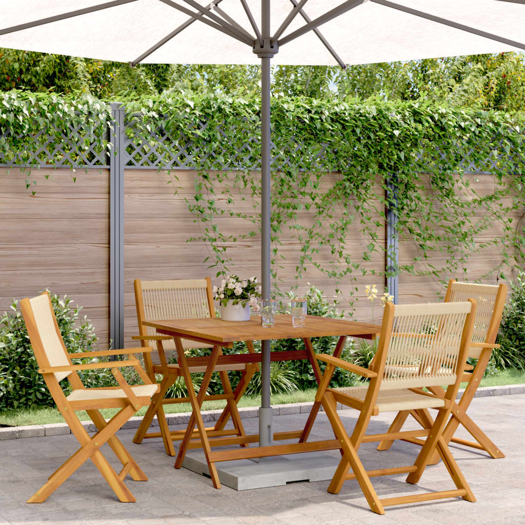 5-delige Tuinset polypropeen en massief hout beige – afbeelding 1