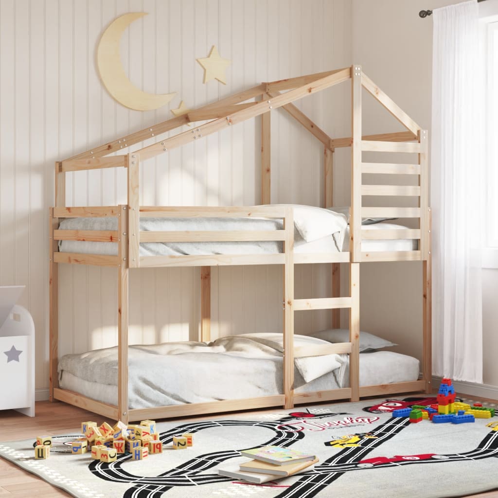 Stapelbedframe zonder matras massief grenenhout 90x200 cm – afbeelding 1
