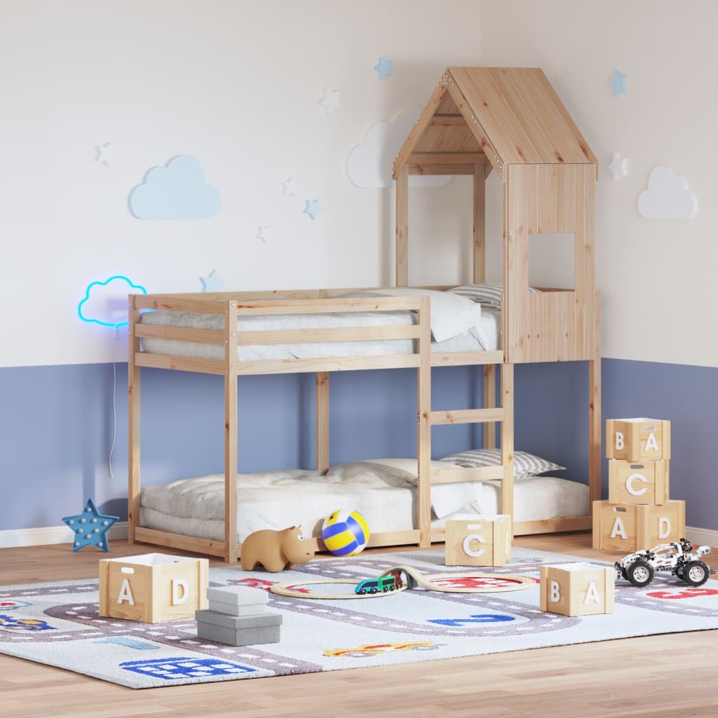 Stapelbedframe zonder matras massief grenenhout 90x190 cm – afbeelding 1